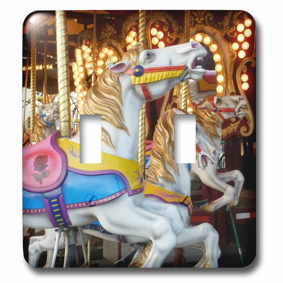 3dRose lsp_1185_2 Carousel Horse in Pink Double Toggle Switch 3dRose lsp_1185_2 Carousel Horse in Pink Double Toggle Switch
